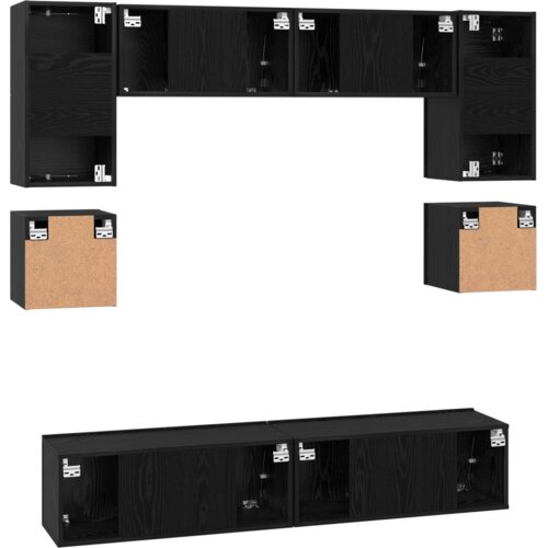 VidaXL Set TV komoda s policom Ostalo s pohranom s vratima 8 pcs Crni hrast 80 x 30 x 30 cm Slike