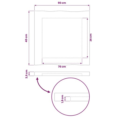 Pravokutni stolni vrh 90 x 40 x 3 cm Pravokutni - Prirodna 90 x 55 x 3 5 cm Živi rub 2 strane Slike