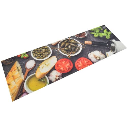 vidaXL Kuhinjski tepih perivi uzorak vina i hrane 60x180 cm bar&scaron;unasti Cijene