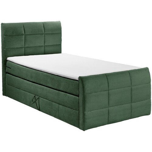 MID.YOU POSTELJA BOXSPRING 100 cm x 200 cm , tekstil, leseni material zelena Slike