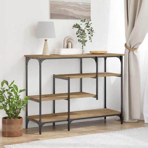 Konzolni stol s policom hrast artisan 100 x 35 x 75 cm Slike