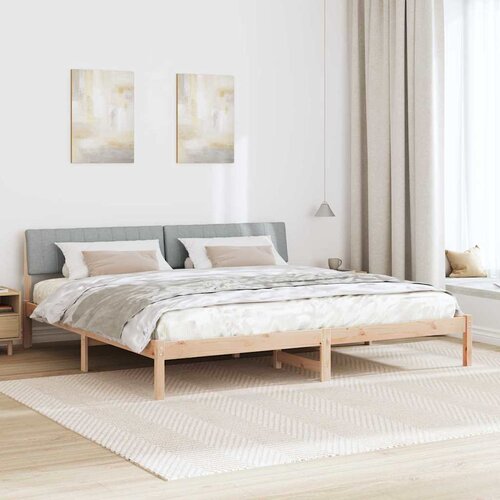  Okvir kreveta s uzglavljem Smeđa i svijetlo siva 200 x 200 cm Slike