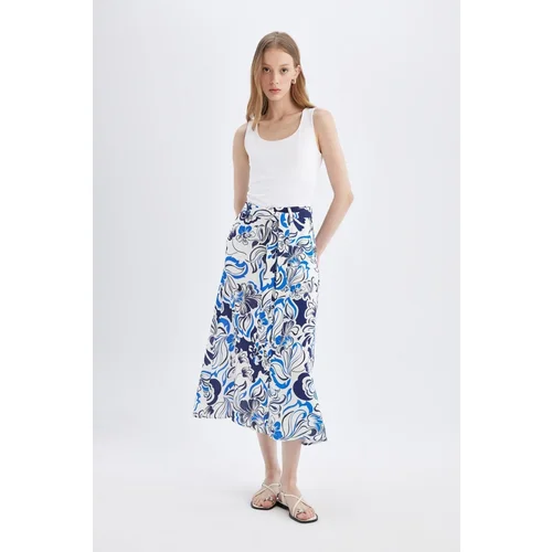 Defacto Patterned A-Line Midi Skirt