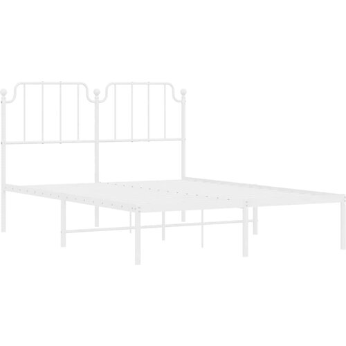  Metalni okvir za krevet s uzglavljem bijeli 150x200 cm Slike