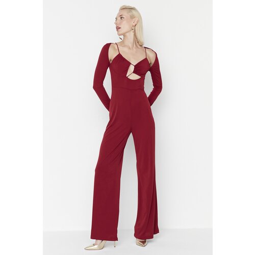 Trendyol Claret Red Asymmetric Collar Detailed Jumpsuit Slike