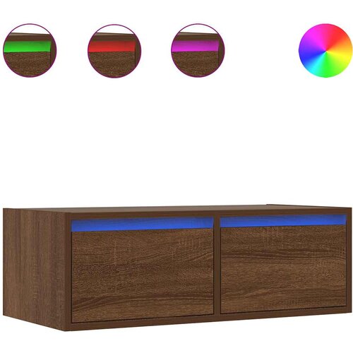 Maison Chic TV omarica - TV stojalo - Televizijska omarica z LED lučkami rjav hrast 75x35,5x25 cm, (21701809) Cene