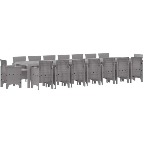  17-dijelni vrtni set za blagovanje s jastučićima svjetlosivi poli ratan vrtni stol svjetlosivi 250x100x73 cm poli ratan vrtni Slike