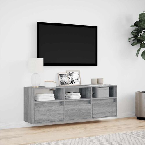  Zidni TV ormarić s LED svjetlima boja hrasta 130x31x45 cm Slike