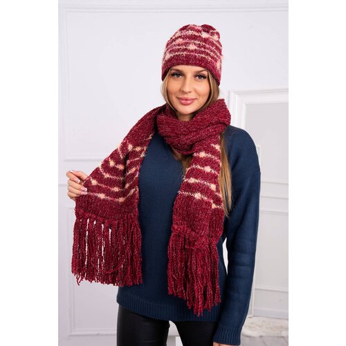Kesi Women&amp;#039;s set with scarf Anika K304 wine Slike