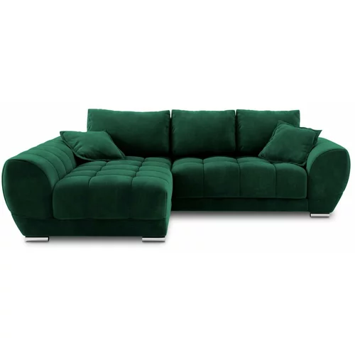 Windsor & Co Sofas zelena aztegljiva sedežna garnitura z žametnim oblazinjenjem Nuage , levi kot