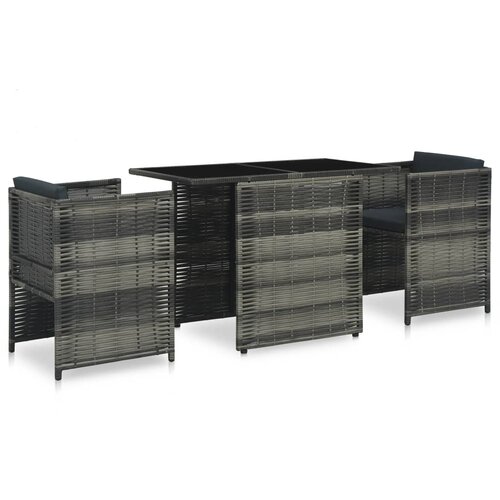 Poli 3-dijelni bistro set od poliratana s jastucima sivi Slike