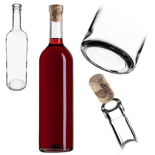 KADAX steklenica za vino z bordo zamaškom 0,75 l 750 ml steklenice za vino kozarec za jabolčnik, (5000354963) Cene