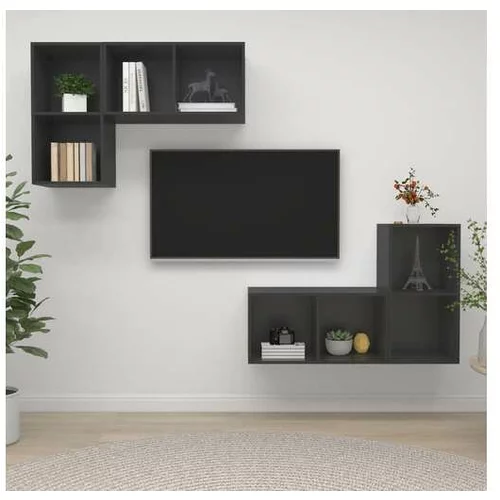  Stenske TV omarice 4 kosi sive barve iverna plošča