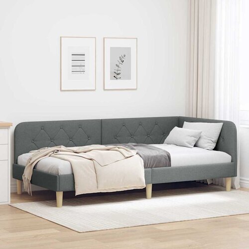  Kutni okvir kreveta Tamno siva 90 x 190 cm tkanina Cijene
