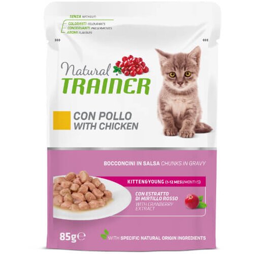 Natural trainer Cat Kitten&Young, vrečka - pi&scaron;čanec - 85 g 12 x 85 g Cene