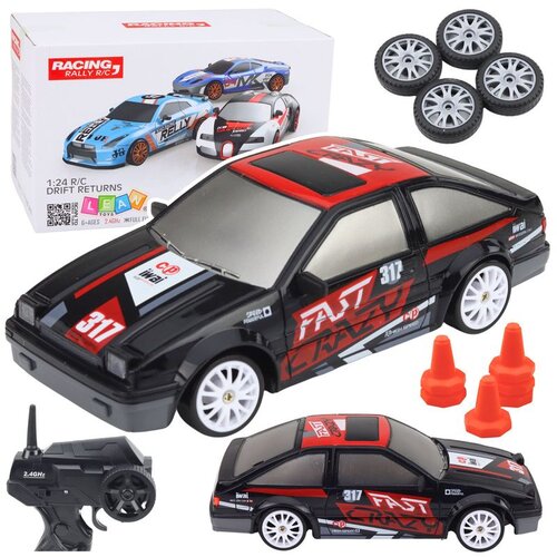 Rc Coupe Drift Car na daljinsko upravljanje s izmjenjivim kotačima Crni 1:24 Cene
