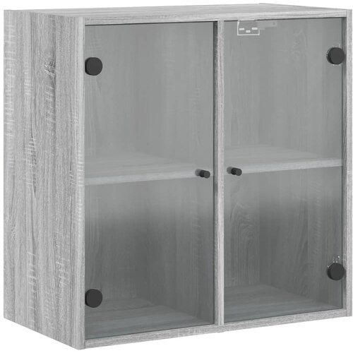 Maison Chic Stenska omarica - Zidna omarica s steklenimi vrati siva sonoma 68x37x68,5 cm iu911, (22062716) Cene