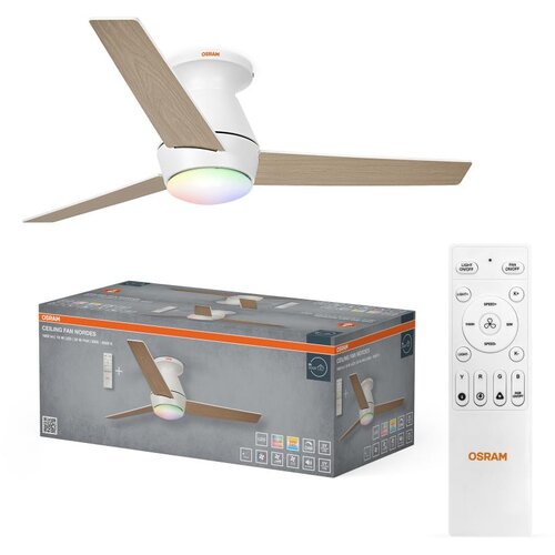Osram LED RGB prigu&scaron;iva stropni ventilator NORDES LED/18W/230V 3000-6500K + daljinski upravljač Cene