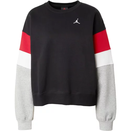 Jordan Sweater majica siva melange / crvena / crna / bijela
