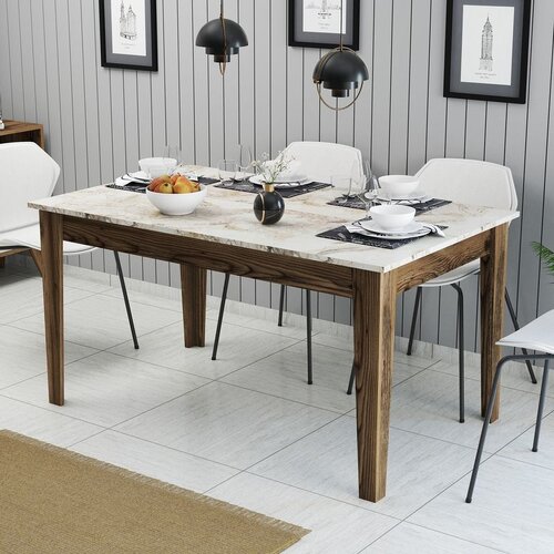 Hanah home milan 515 - walnut, white walnutwhite dining table Cene