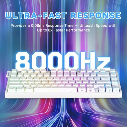 Attack Shark gaming tastatura R82HE magnetic Switches/8KHz/RT/Snap tap/dks/mt/tgl/white countur Slike