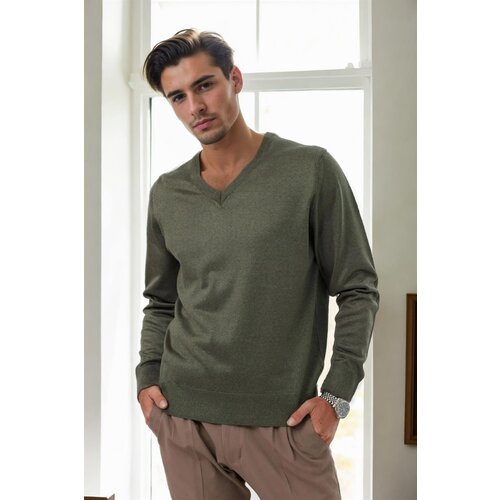 Dewberry 38804 Mens V Neck Knit Sweater-NEFTİ Slike