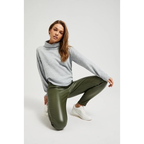 Moodo Women&amp;#039;s waxed narrow trousers - olive Slike