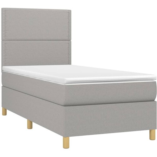 Box spring krevet s madracem svjetlosivi 90x190 cm od tkanine Slike