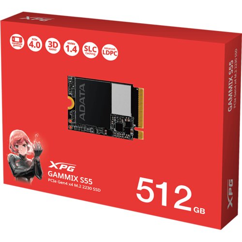 Adata SSD XPG 512GB PCIE 2230 GEN 4 SGAMMIXS55-512G-C 5000/3800Mbps + RISER Adapter SSD M.2 2230 na 2280 Slike