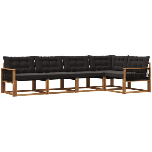 vidaXL Zunanja garnitura za sedenje z blazino 5 pcs Naravna in črna, (5000273117) Cene