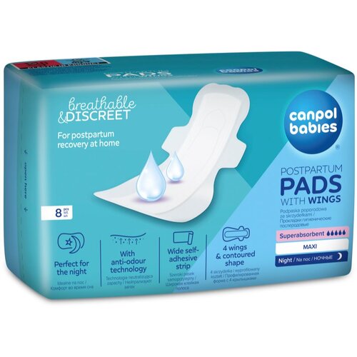 Canpol Breathable & Discreet Night Postpartum Pads With Wings noćni postporođajni ulošci s krilcima 8 kom za ženske Cijene