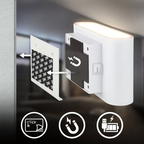 BRILONER 3878016 - led punjivo zidno svetlo sa senzorom chat LED/3W/5V 2000 mah bela Slike
