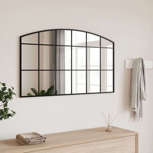 vidaXL Zidno ogledalo crno 100 x 60 cm lučno željezno Cijene