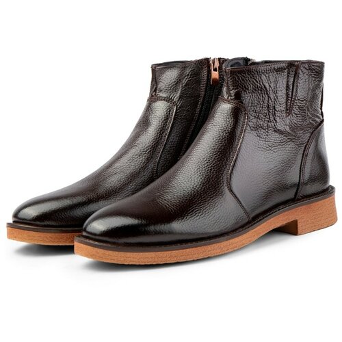 Ducavelli Bristol Genuine Leather Non-Slip Sole With Zipper Chelsea Daily Boots Brown. Cene