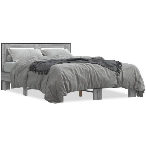 Maison Chic Posteljni okvir - Dvoposteljna postelja - Zakonska postelja siva sonoma 135x190 cm inženirski les in kovina-J15189, (21768654) Cene