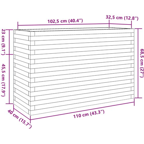  Vrtna sadilica vo&amp;scaron;tano smeđe boje 110x40x68,5 cm od borovine Slike