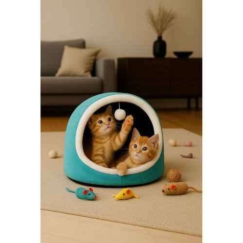 Paws &amp;amp;amp; Whiskers krevet za mačke Alaska STD, 40 x 35 x 35 cm, plavi Slike