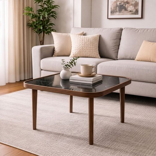 Hanah home klub sto Hera 90, 90 cm, hrast / crni mermer Cene