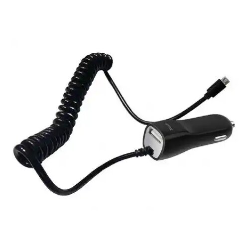 X Wave USB AUTO punjač za mobilne, tablete, Dual 1x microUSB+1 x USB port, 5V/1A, sa kablom, Crna Cene