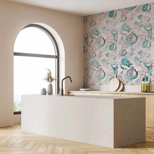  Foto tapeta - Autumn souvenirs - floral pattern with turquoise leaves 350x256 Slike