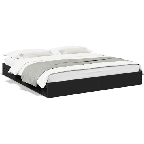  The Living Store Posteljni okvir s predali črn 180x200 cm inženirski les - Posteljni Okvir, (21529034) Cene