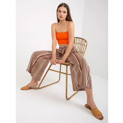 Fashion Hunters Brown wide pants made of striped fabric SUBLEVEL