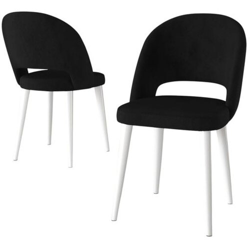 Hanah home set trpezarijskih stolica Pane 4 kom, crna tkanina Babyface, bele metalne noge Cene
