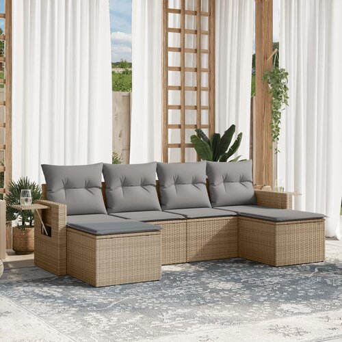 vidaXL 6-dijelni set vrtnih sofa s jastucima bež od poliratana Cijene