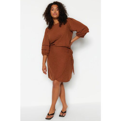 Trendyol Curve Plus Size Skirt - Brown - Mini Slike