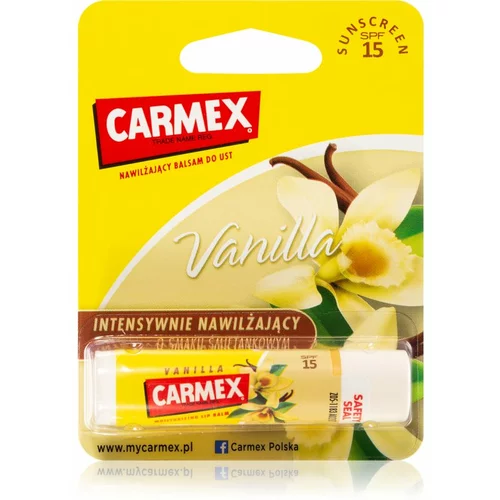 Carmex Vanilla vlažilni balzam za ustnice v paličici SPF 15 4,25 g