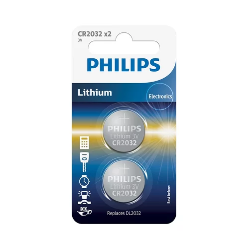 Philips baterije CR2032P2/01B CR2032, 3V, 2 kos