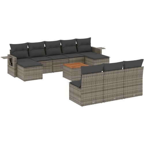 VidaXL 11-dijelni set vrtnih sofa od poliratana s jastucima sivi Slike