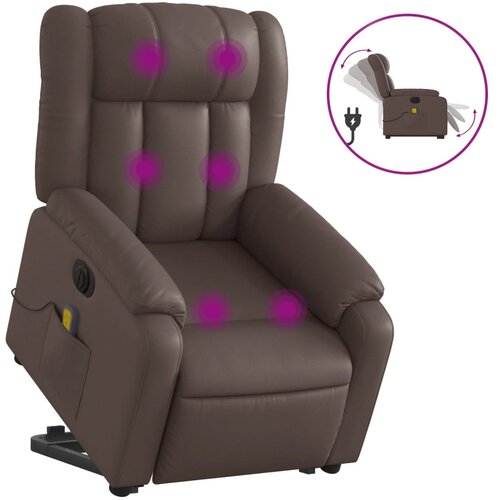 Maison Chic Električni masažni stol - Relax naslanjač s funkcijo vstajanja rjavo umetno usnje, (22042594) Slike