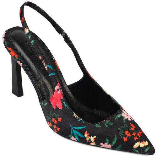 Capone Outfitters Women's Open Back Pointed Toe High Heeled Floral Patterned Shoes Slike